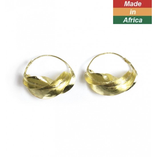 Large Fula Gold Twist Earrings - 1½"