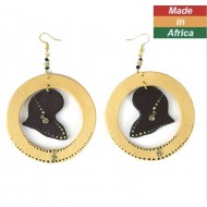 Wooden Africa Map Hoop Earrings