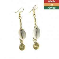 Cowrie Shell & Brass Earrings