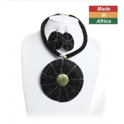Maasai XL Pendant Necklace Set: Black